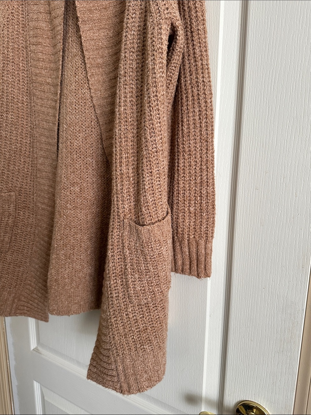 Cozy warm bear BROWN /Open-Front Women's Cardigan Sweater - with Front pockets - Picture 2 of 5